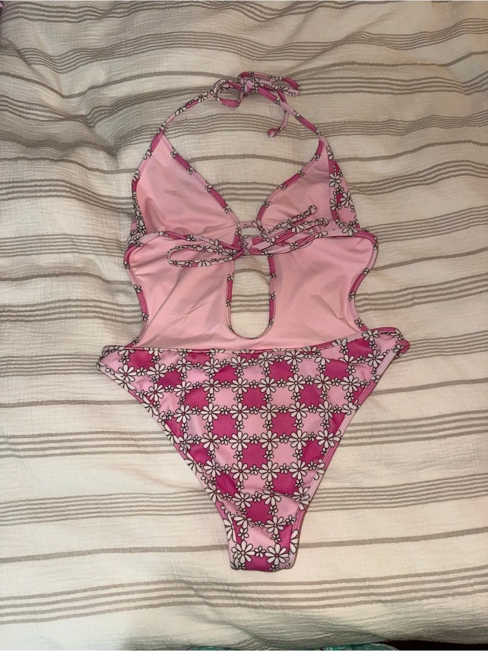 Frankie's Bikinis Pink Floral Cutout One-Piece Swimsuit